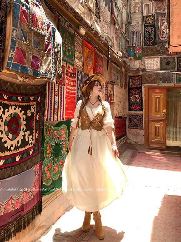 Western Prairie Embroidered Vest Dress