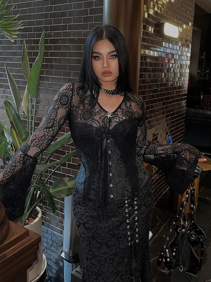 Midnight Baroque Corset & Ruffle Skirt