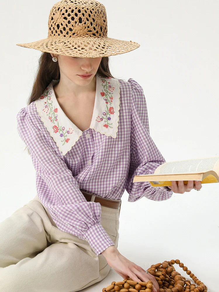 Purple Gingham Garden Blouse