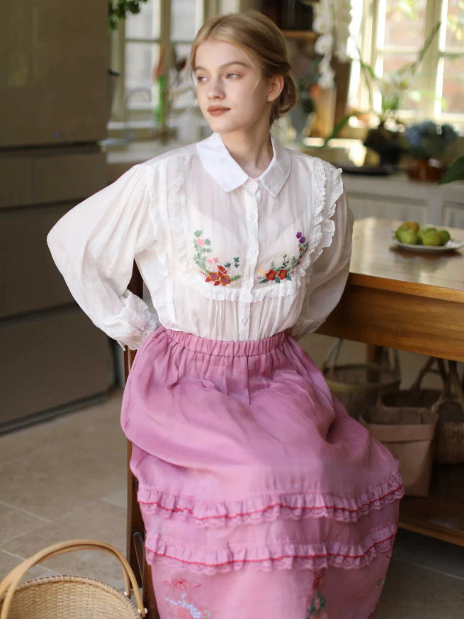 Blooming Petals Embroidered Blouse
