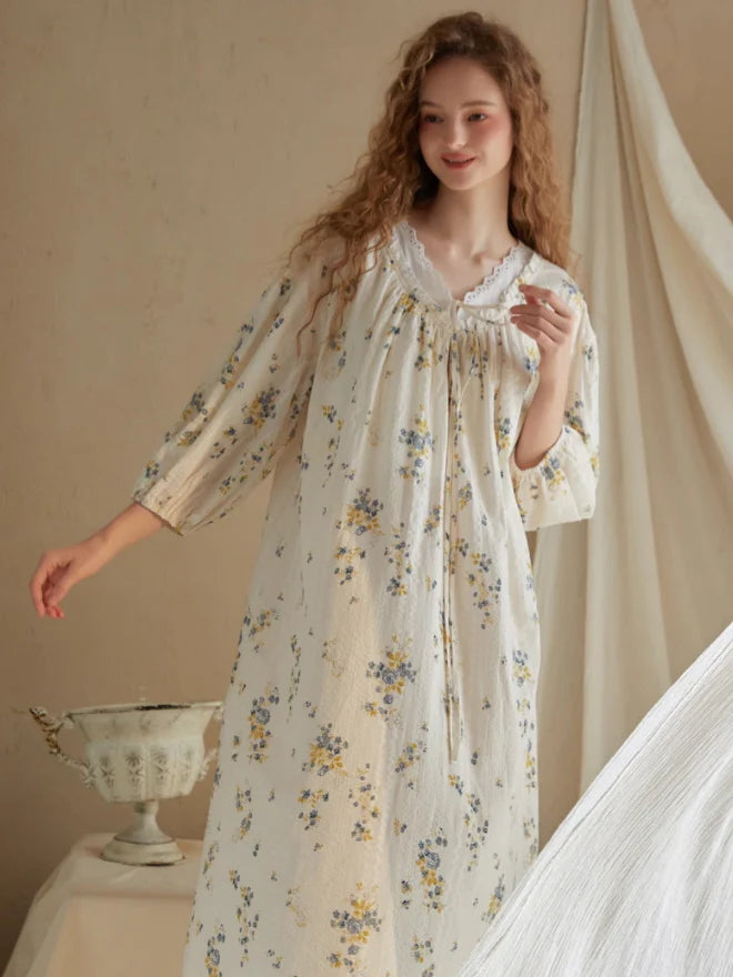 Blossom Whisper Vintage Cotton Nightgown