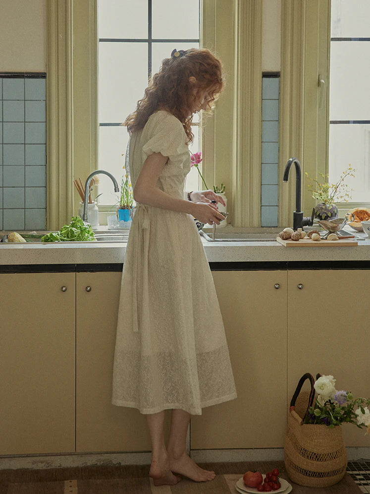 Enchanted Embroidered Puff Sleeve Dress