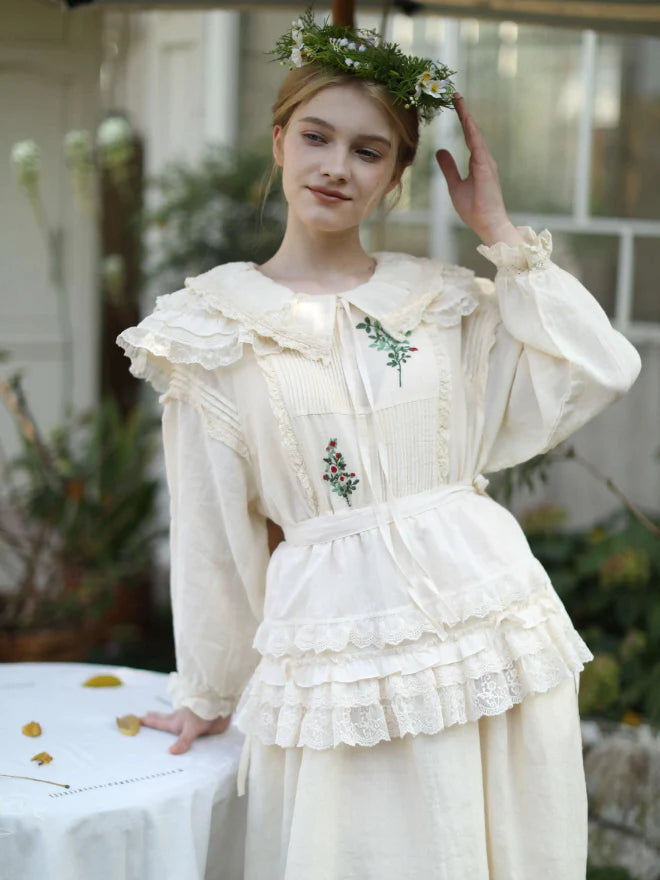 Mori Garden Embroidered Linen Dress