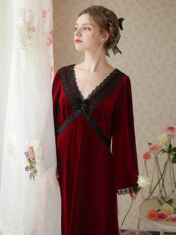 Dream of Wine Velvet Nightgown