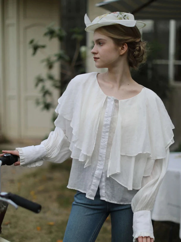 Ruffled Cloud Linen Blouse