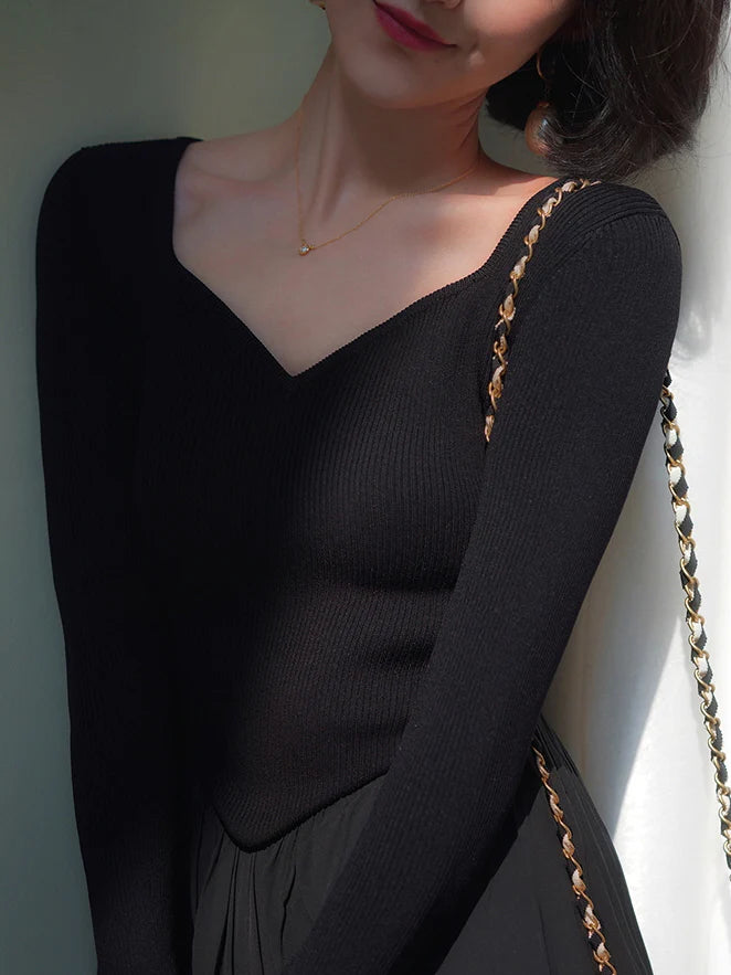 Vintage-Inspired Black Knit and Chiffon Dress
