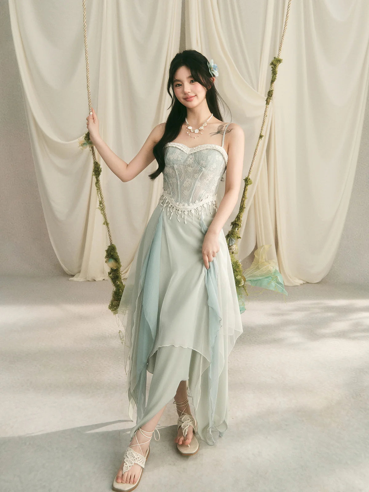 Ethereal Lace Corset & Dreamy Chiffon Skirt