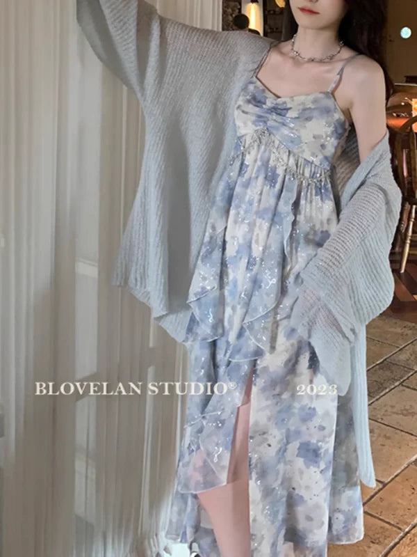 Enchanted Fairy Meadow Blue Dress