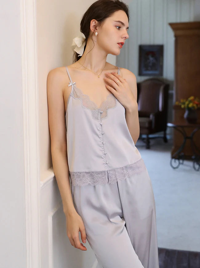 Moonlit Lace Satin Loungewear Trio