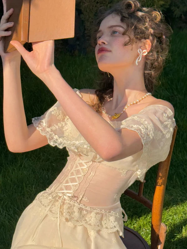 Buttercream Lace Corset Top & Skirt