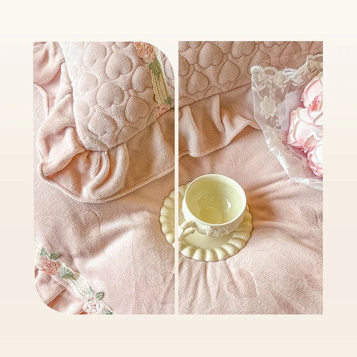 Princess Velvet Rose Ruffle Bedding Set