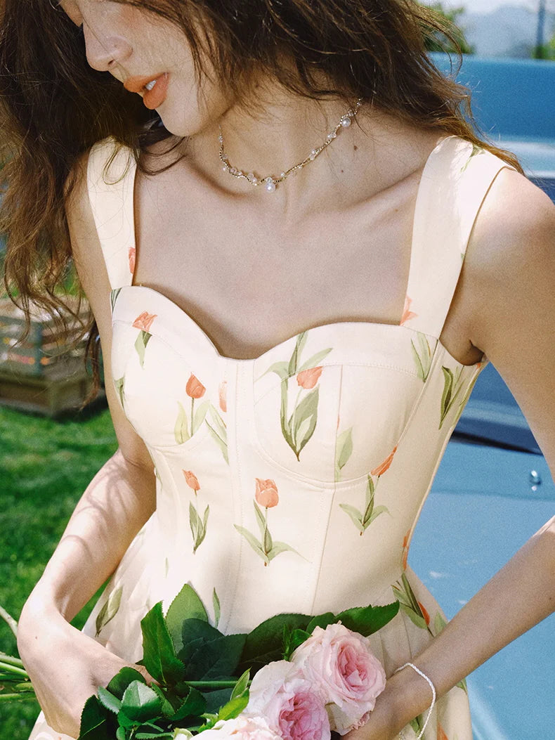 Ethereal Tulip Blossom Corset Dress