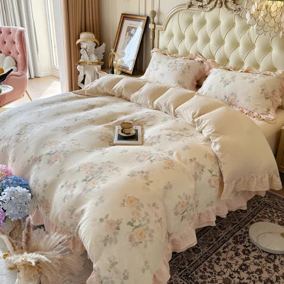 Blush Rose Vintage Floral Bedding Set