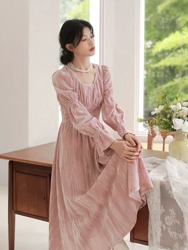 Vintage Pink Velvet Elegance Dress