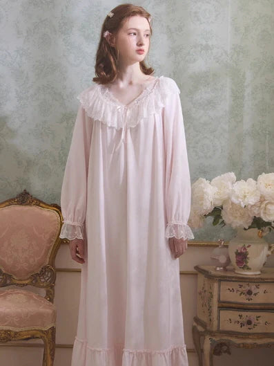 Soft Cotton Princess Lace Nightgown