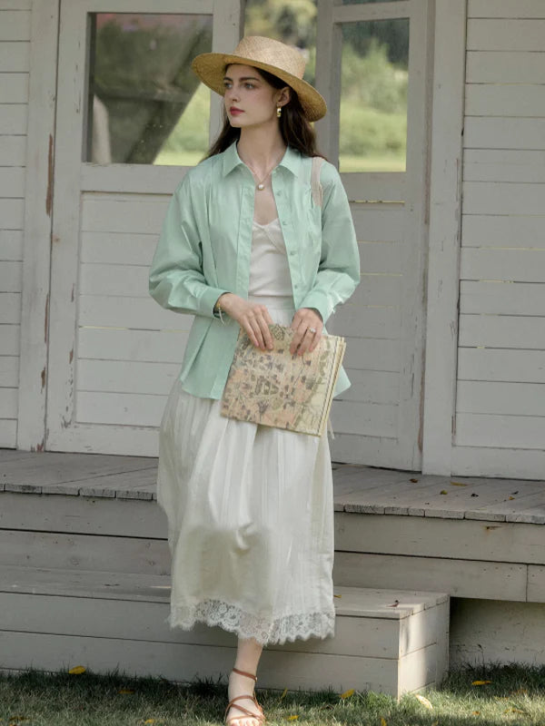 Emma's Blooming Pleats White Skirt