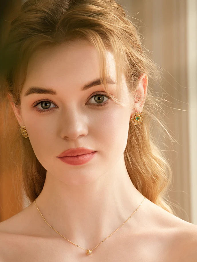 Golden Blossom Crystal Stud Earrings