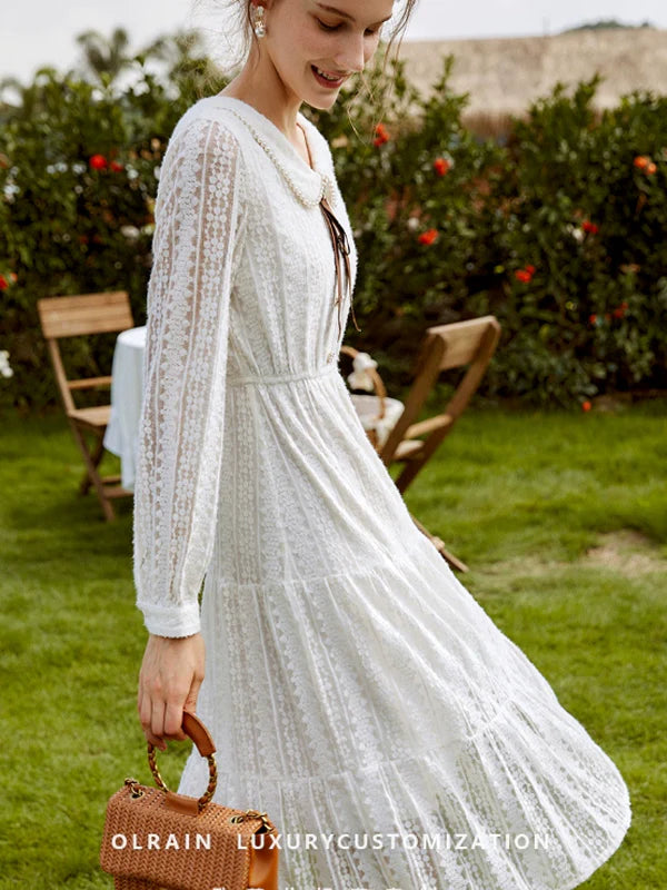 Lace Enchantment in White Dress