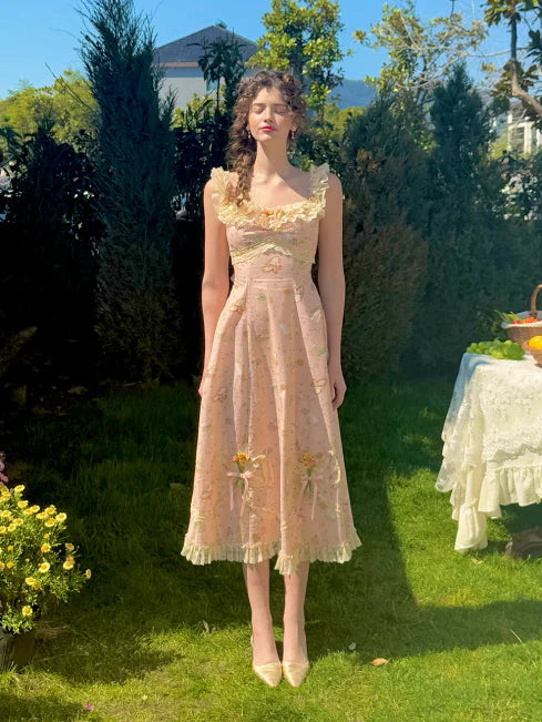 Whimsical Oil Painting Cottage Dress