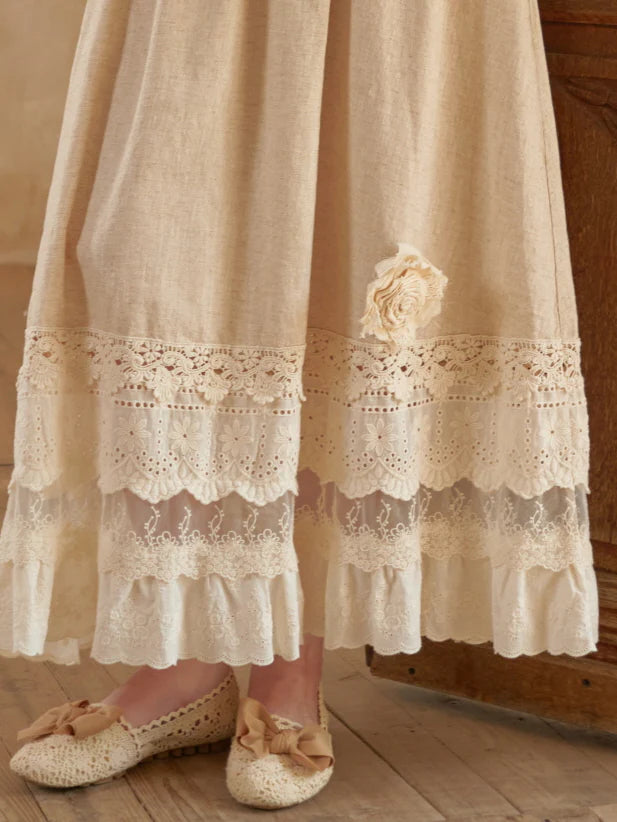 Linen Lace Garden Blouse and Skirt