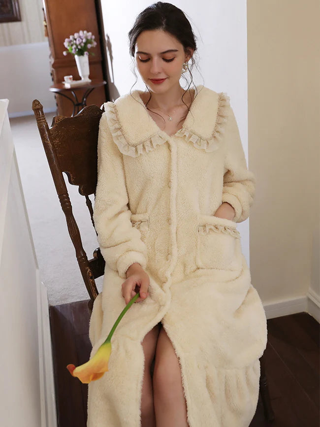 Cozy Dream Ruffle Trim Long Robe