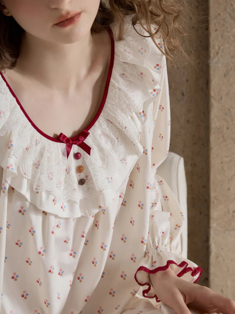 Vintage Rose Ruffle Nightgown