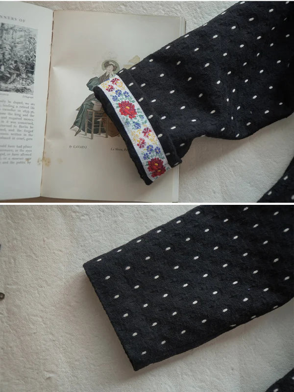 Vintage Polka Dot Lace Collar Coat