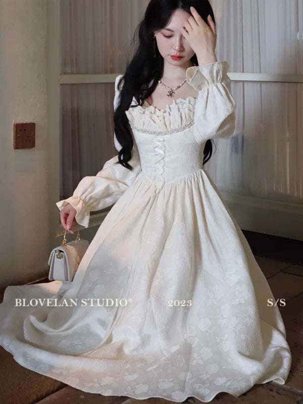 Elegant Lace Princess Ivory Dress