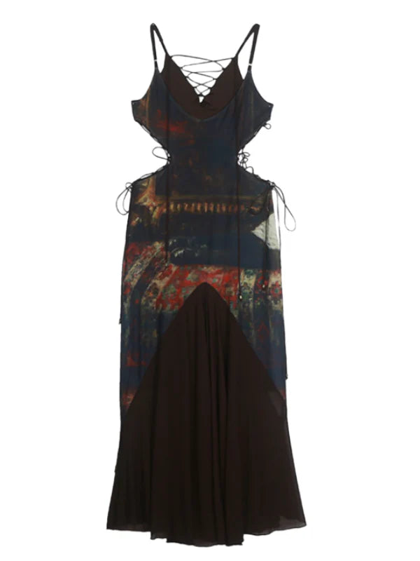 Vintage Glam Bronze Print Dress