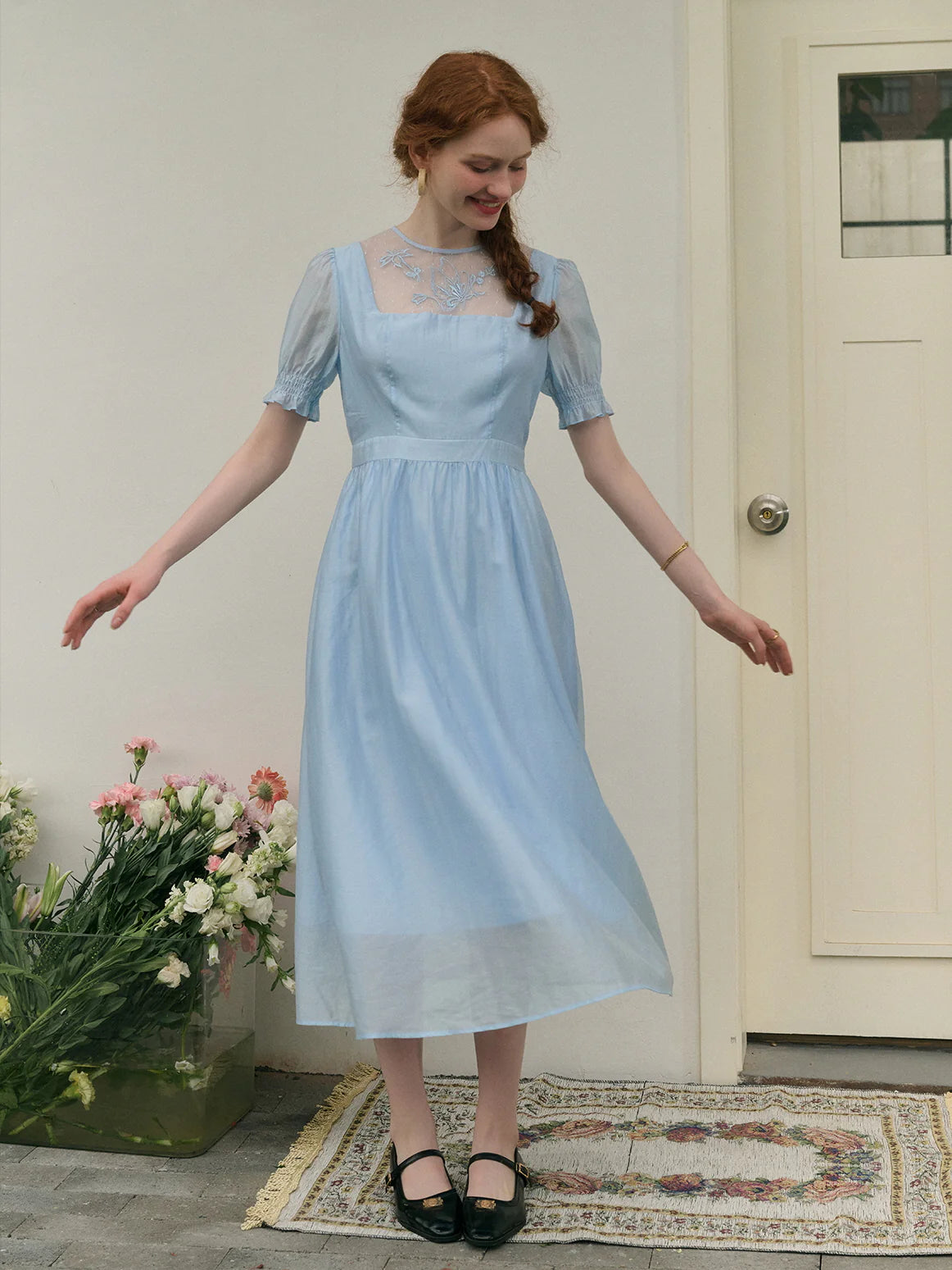 Emma's Retro Blue Casual Dress