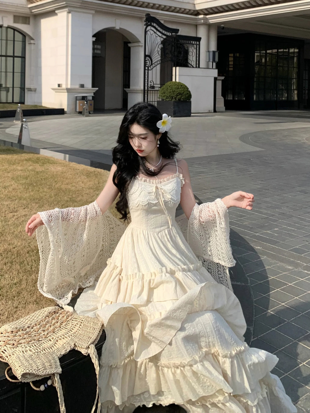 Ethereal Ivory Tiered Maxi Dress