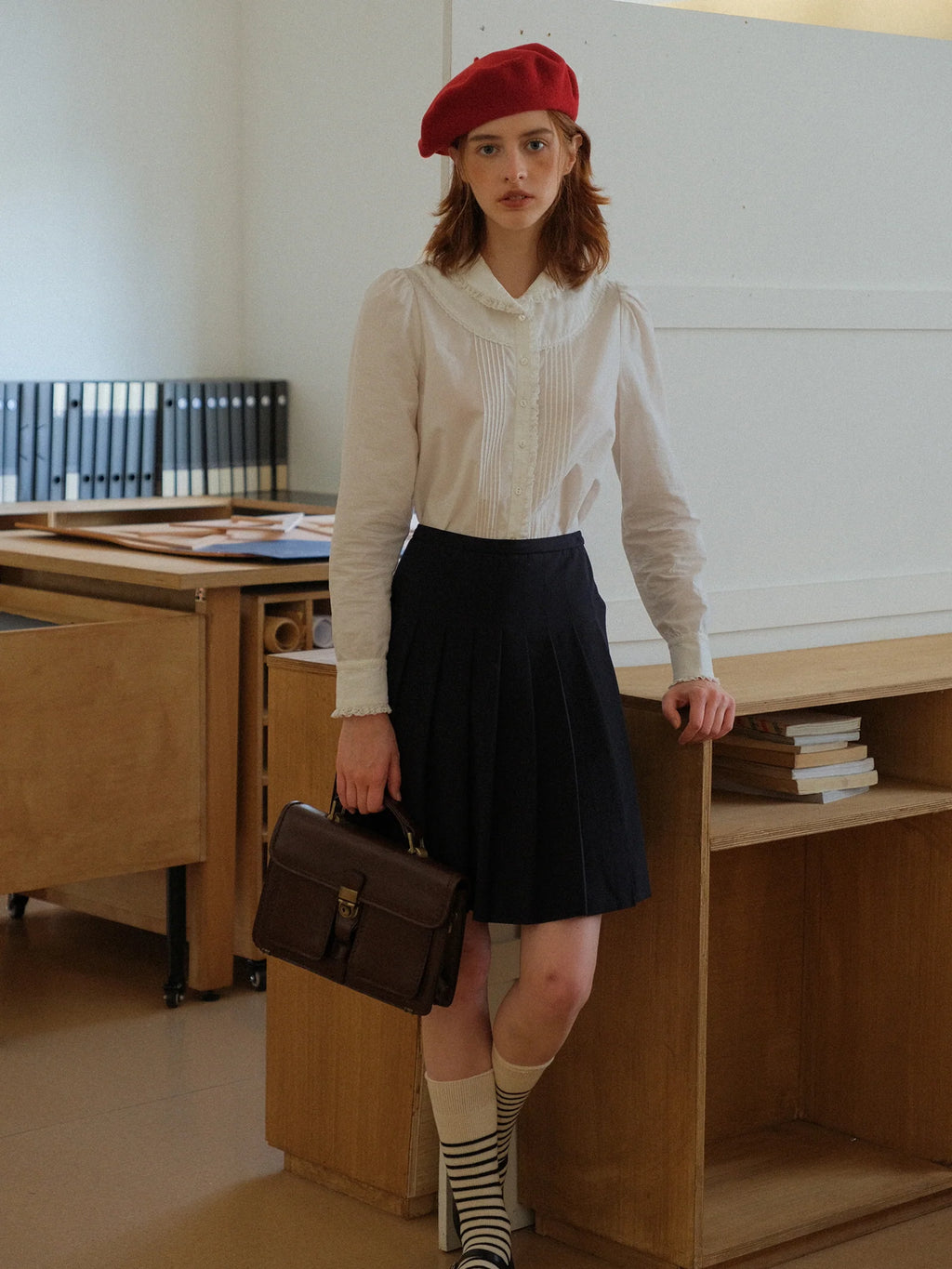 Vintage White Ruffle Collar Blouse