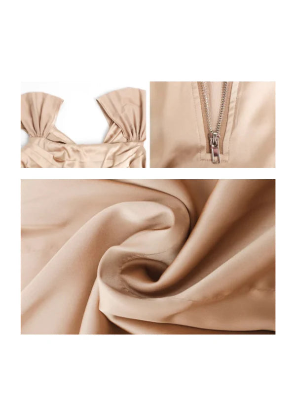 Champagne Satin Corset Mini Dress