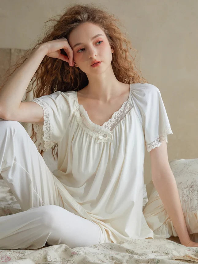 Soft Lace-Trimmed Pajama Set