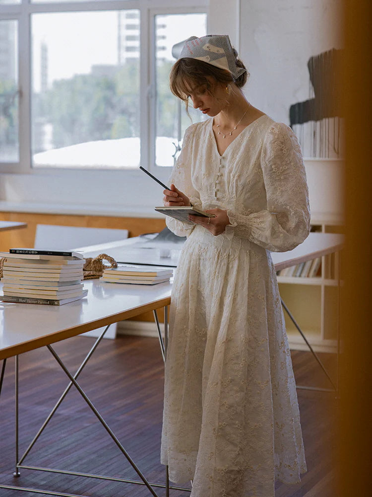 Vintage Embroidered Long Sleeve Dress
