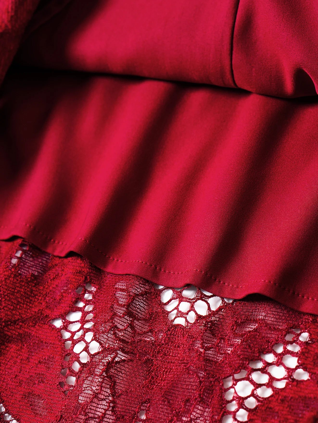 Scarlet Elegance Lace Midi Dress