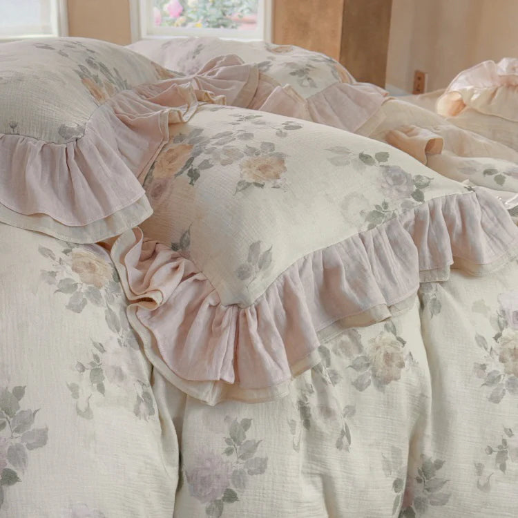 Blush Rose Vintage Floral Bedding Set