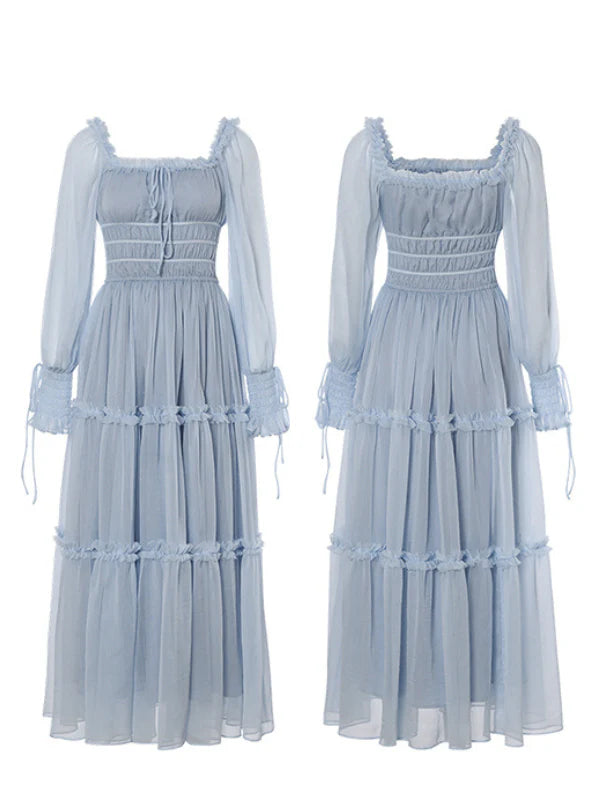 Fairy Light Blue Cloud Ruffle Dress