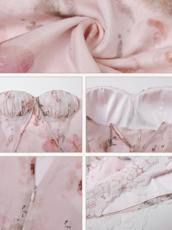 Blush Floral Lace-Trim Dress