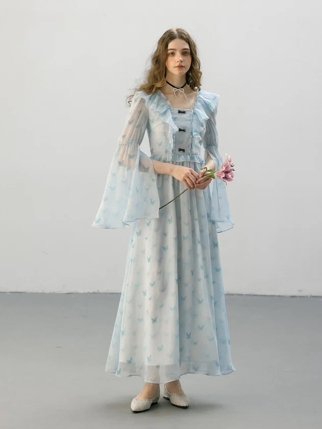 Whimsical Light Blue Butterfly Dream Dress