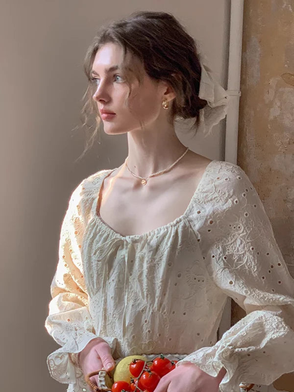 Romantic Embroidered Ivory Dress