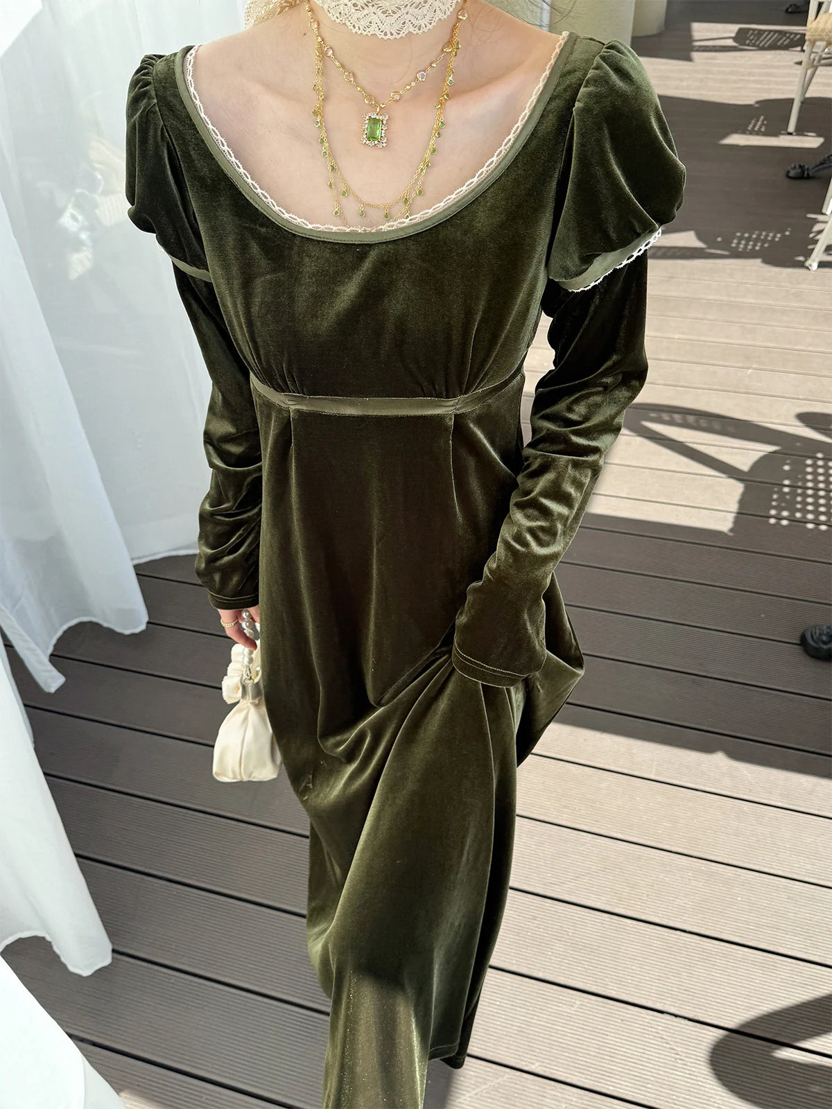 Emerald Elegance Velvet Gown