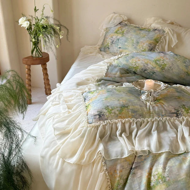 Pastel Garden Ruffle Bedding Set