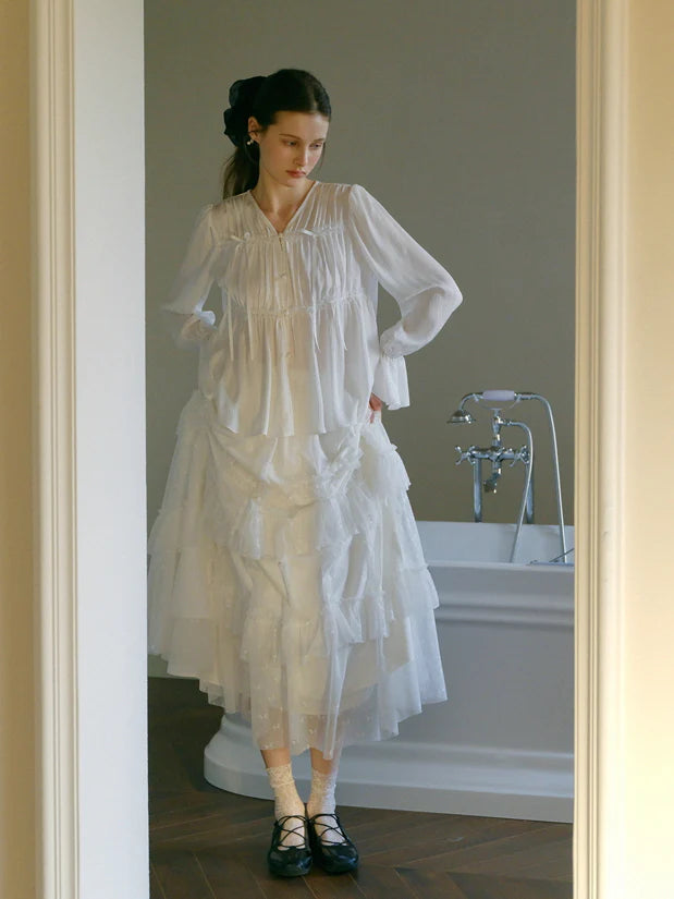 Ethereal Layered White Tulle Skirt