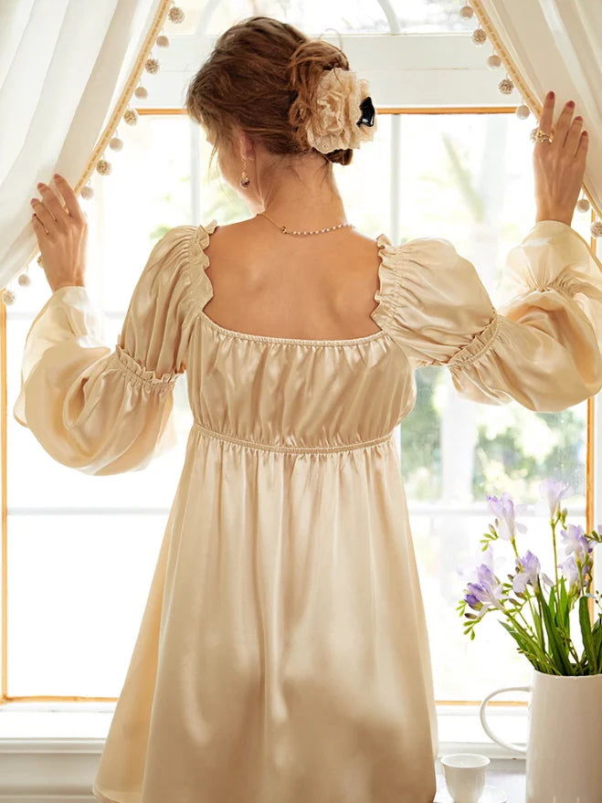 Romantic Satin Bow-Tie Nightdress