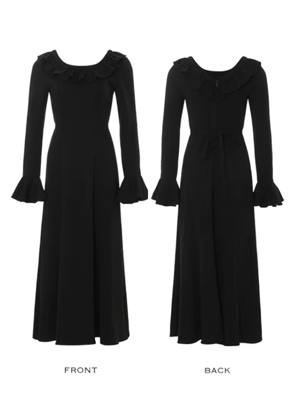 Midnight Ruffle Romance Dress