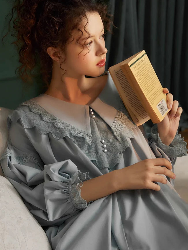 Elegant Lace-Trimmed Cotton Pajama Set