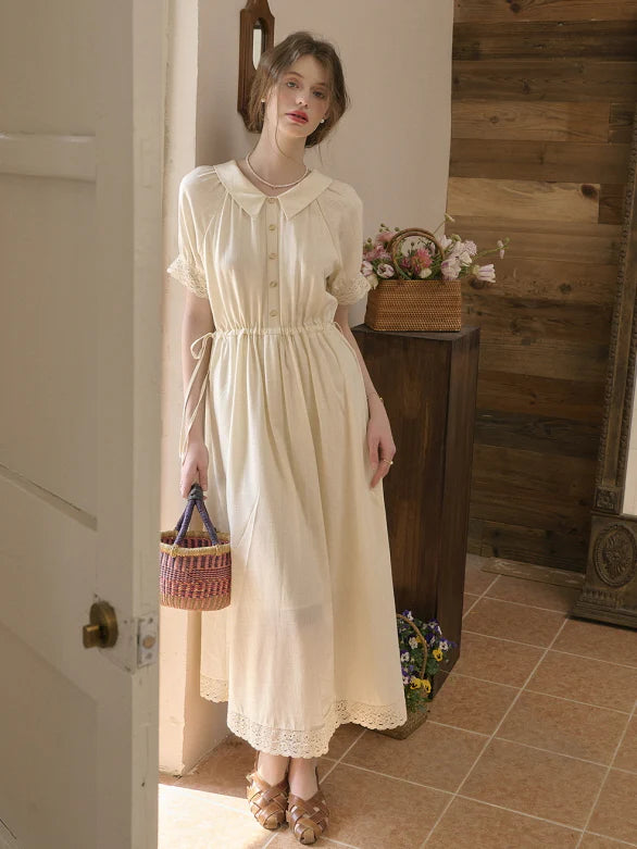Heavenly Garden Retro Embroidery Linen Dress