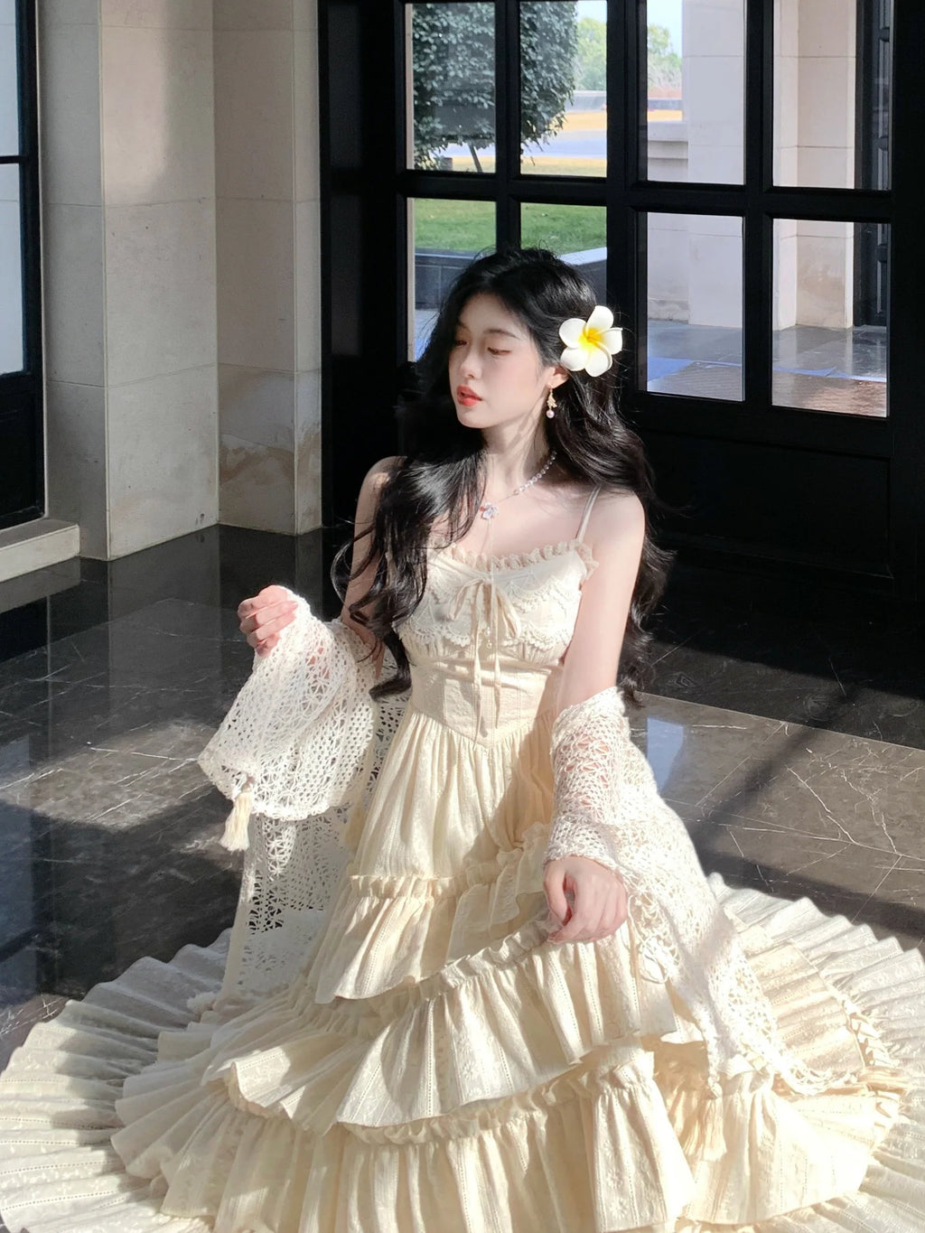 Ethereal Ivory Tiered Maxi Dress