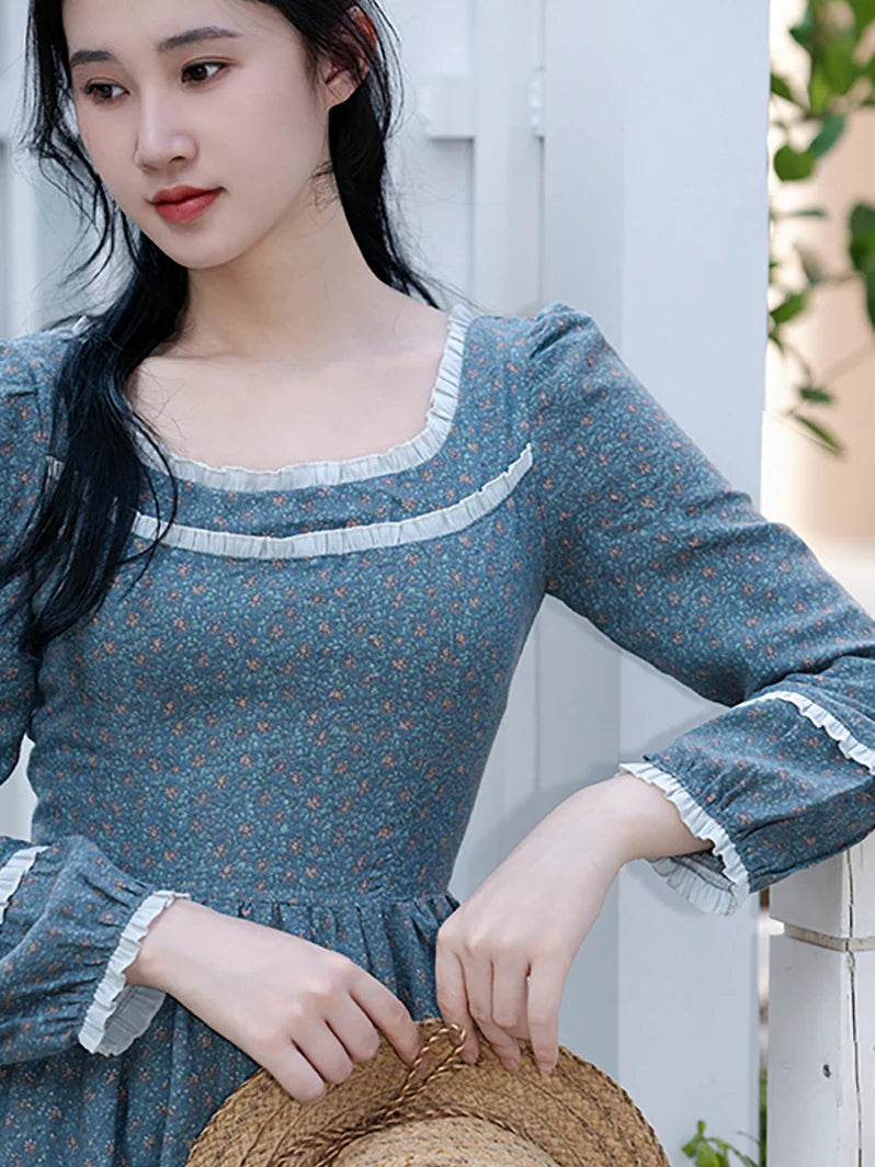 Alice's Floral Serenity Blue Dress